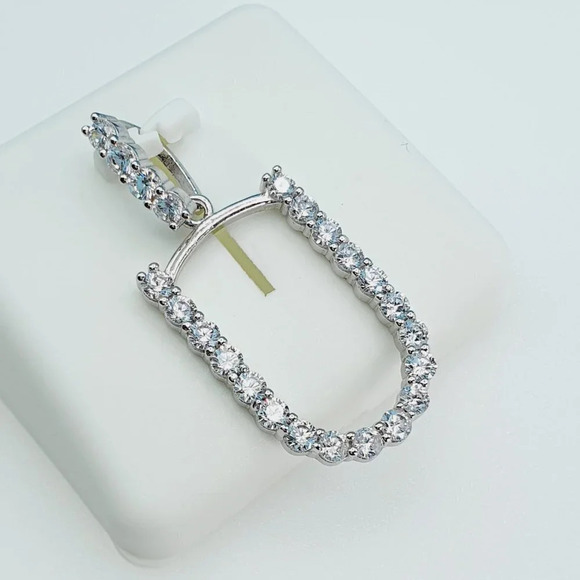 "925 Sterling Silver Cubic Zirconia Initial Pendant, UU1P6A6187 - Picture 1 of 9